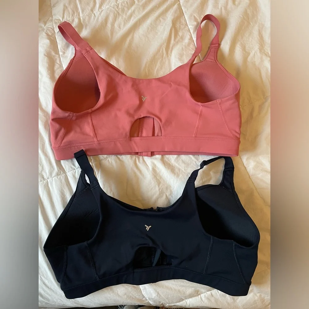 Set of 2 High-Support PowerSoft Zip-Front Sports Bras in Pink and Navy Blue - Picture 3 of 5